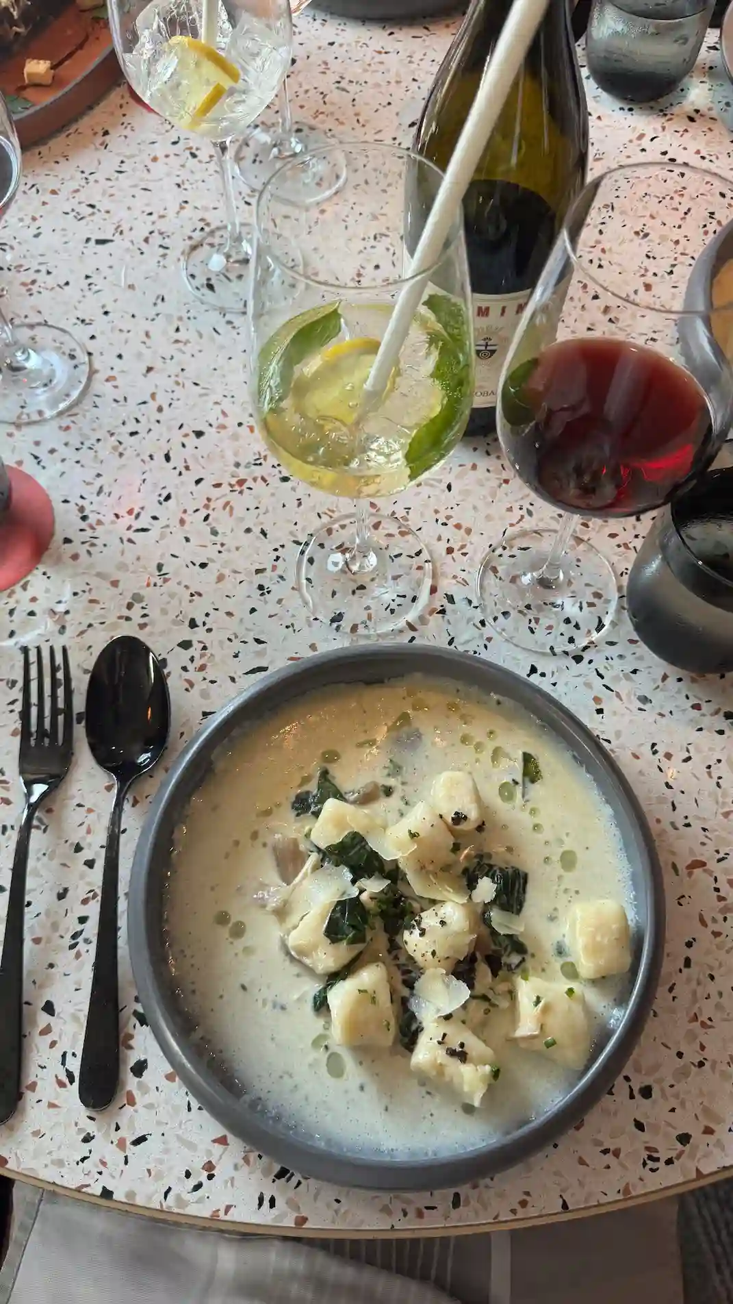 Gnocchi on a plate in the Extra Virgin restaurant
