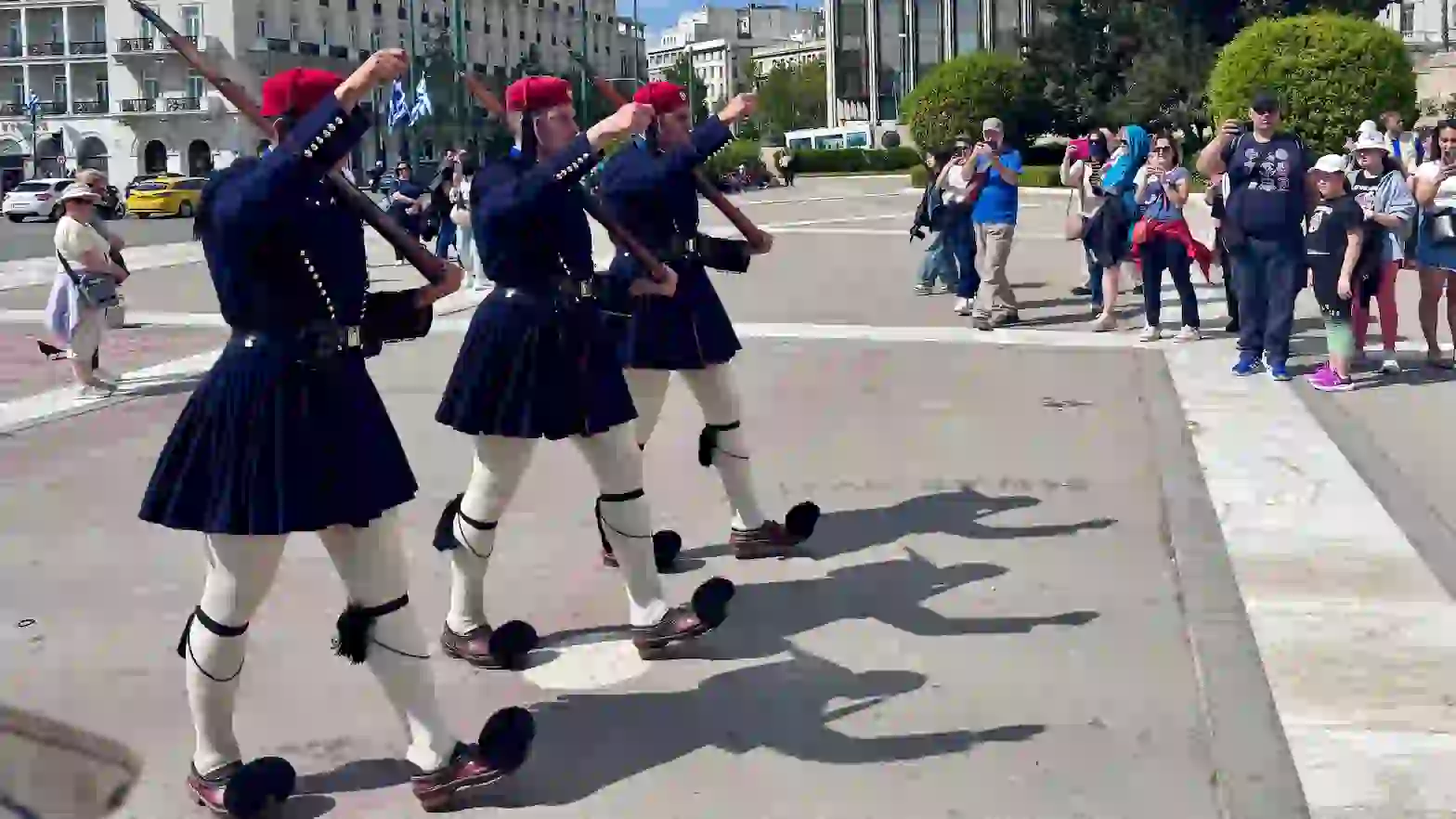 The changing of the guard at Syntagma Square in Athens, Greece.